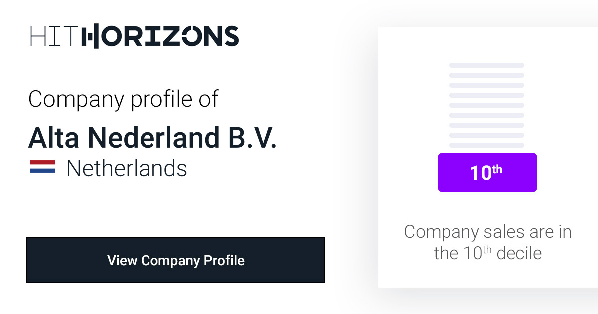 Parasiet Precies Voorouder Company Profile of Alta Nederland B.V. | HitHorizons.com