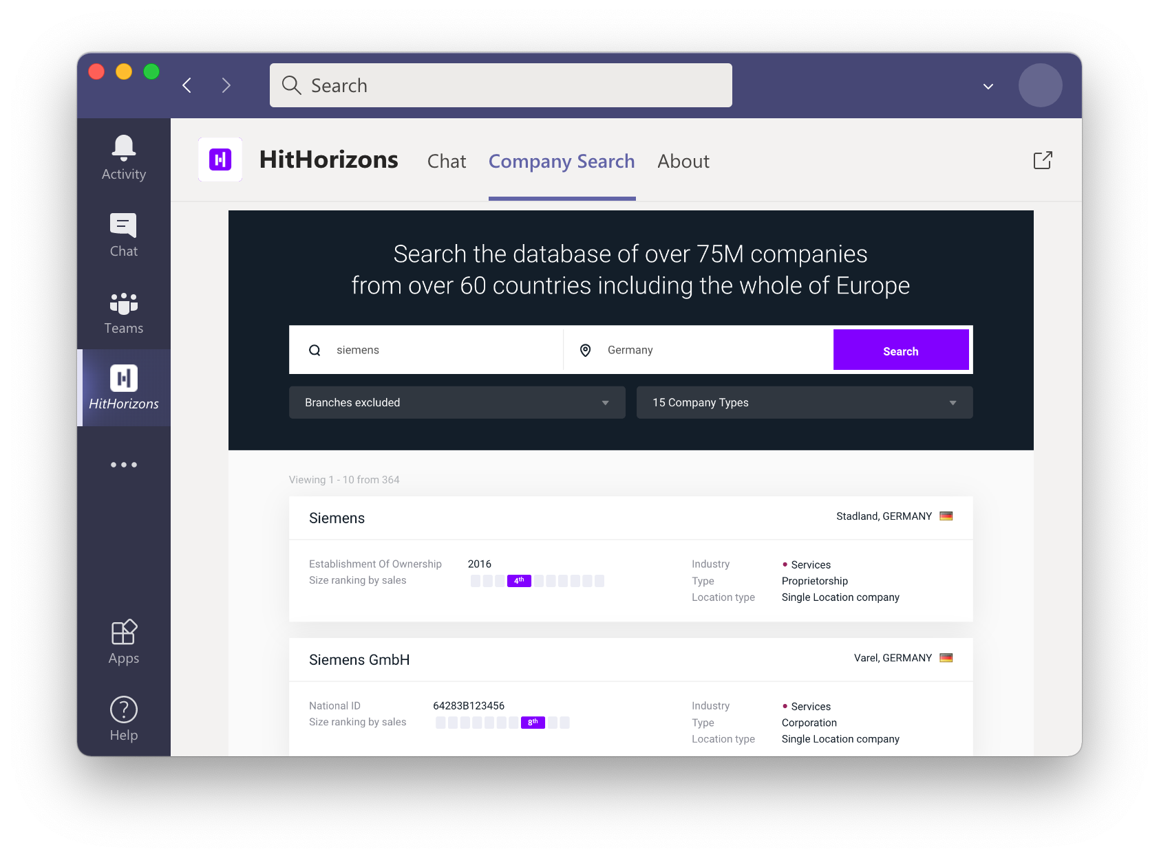 HitHorizons for Microsoft Teams